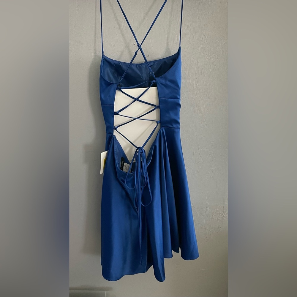 B. Darlin Royal Blue Homecoming Tie Back Dress Size 3/4 juniors